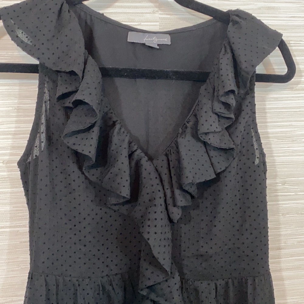 Twenty One S little black ruffle front dress - Picture 3 of 7